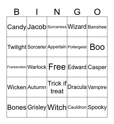 Halloween-Nathan Bingo Card