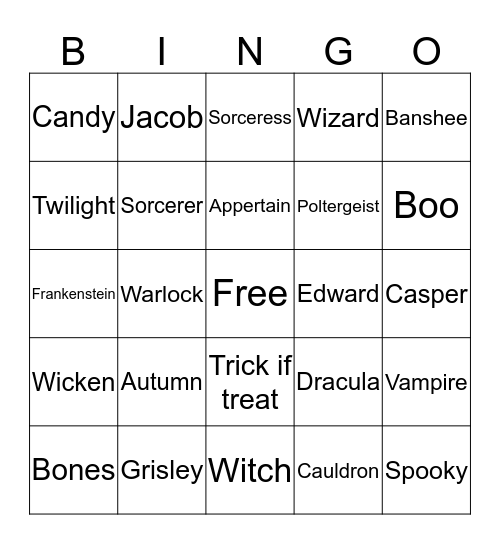Halloween-Nathan Bingo Card