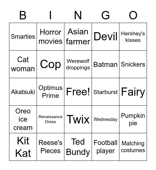 Halloween Bingo Card