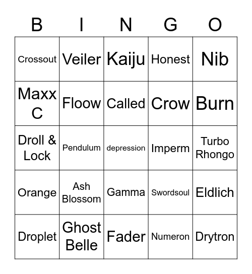 Hand Trap & Loser Deck Bingo Card