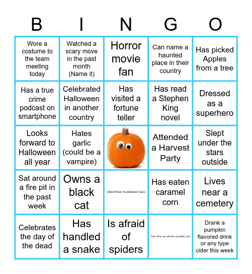 Halloween Team Building Bingo Card