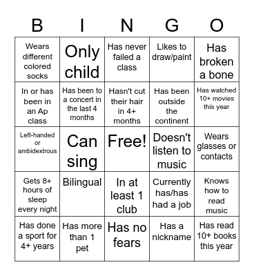 Icebreaker Bingo Card