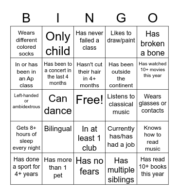 Icebreaker Bingo Card