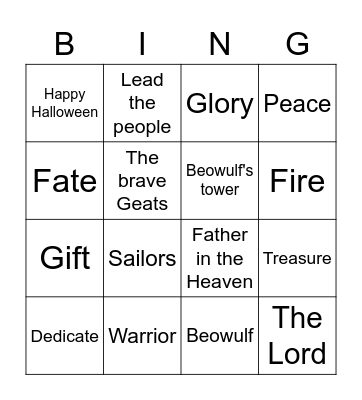 Beowulf Activity - Vy Vo, Henry Bowman Bingo Card