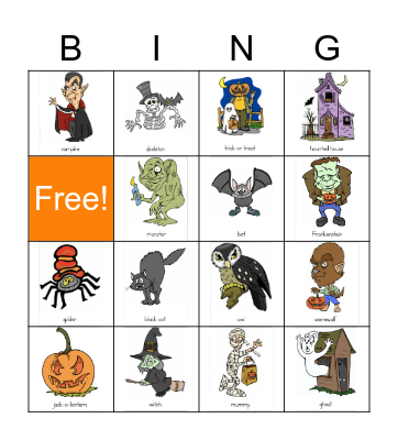 Virtual Halloween Bingo Card