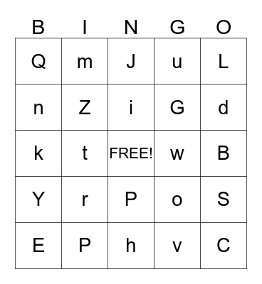 ALPHABET BINGO Card