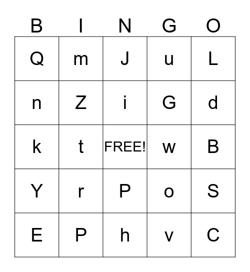 ALPHABET BINGO Card