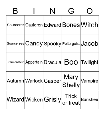 Halloween Max Bingo Card