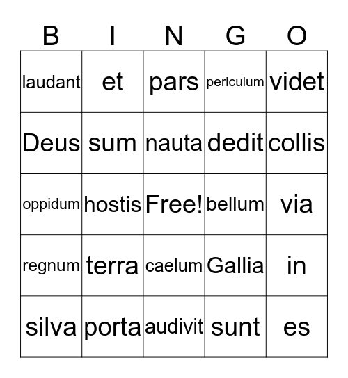 Henle First Year Latin 2 Bingo Card