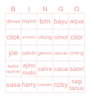 Chaechae’s Bingbing Bingo Card