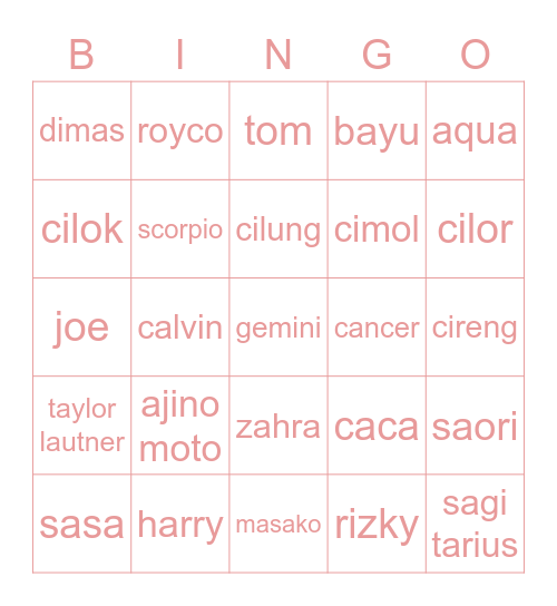 Chaechae’s Bingbing Bingo Card