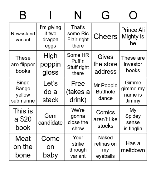 Fallout Comics Bingo Card