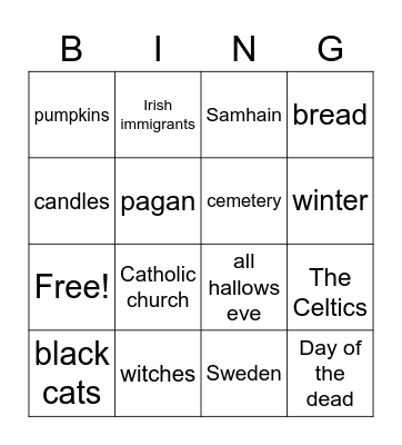 Halloween Bingo Card