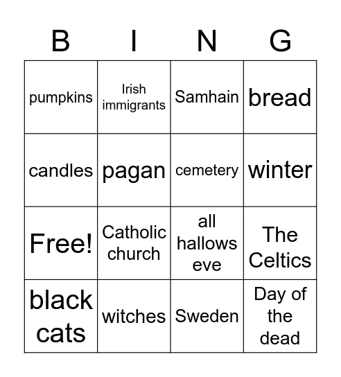 Halloween Bingo Card