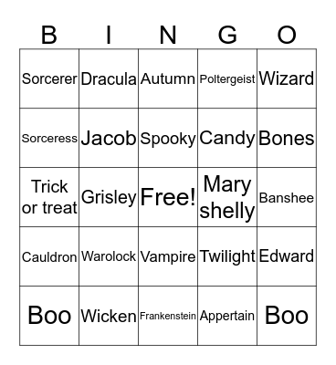 Hallowen- Austin Bingo Card
