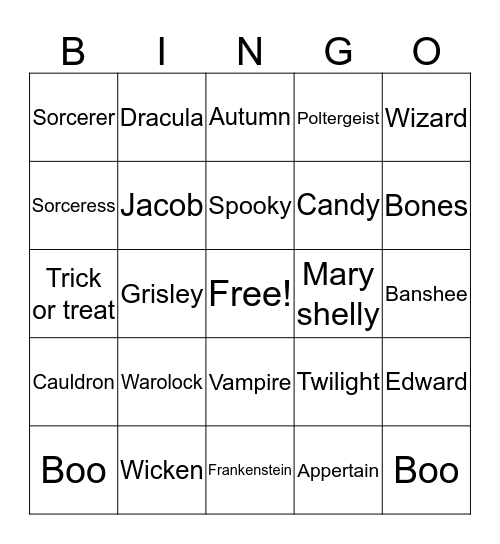 Hallowen- Austin Bingo Card
