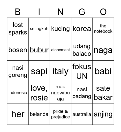 Untitled Bingo Card