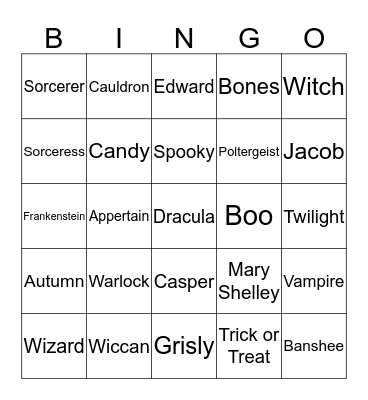 Halloween-Skyler Rush Bingo Card