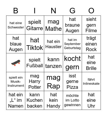 Kennenlern Bingo Card