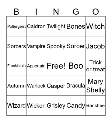 Halloween carter Bingo Card