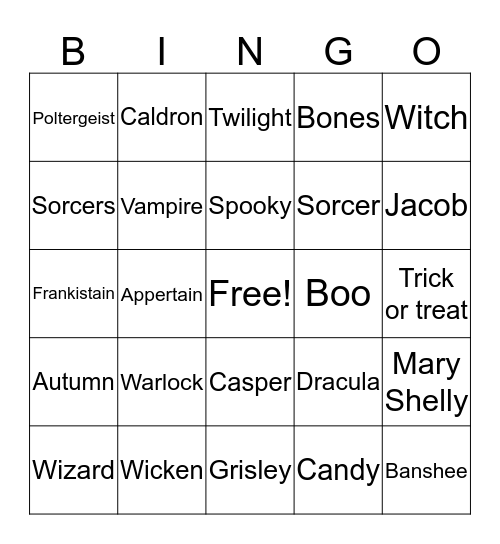 Halloween carter Bingo Card