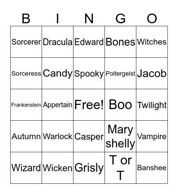 HALLOWEEN-TYLER Bingo Card