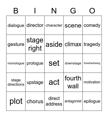 Drama Terms Bingo Card