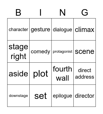 Drama Terms Bingo Card