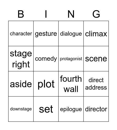 Drama Terms Bingo Card