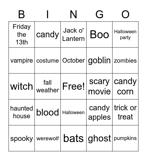 Halloween Bingo Card