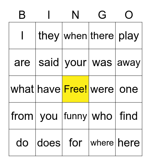 Trick Words - Units 4-6 Bingo Card