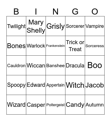Halloween-Lyman Bingo Card