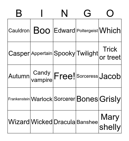 Halloween Morgan Olson Bingo Card