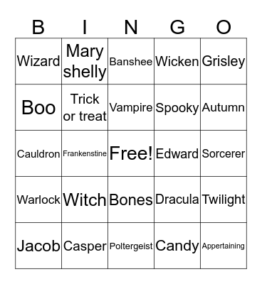 Halloween Lindsey Bingo Card