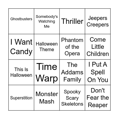 Halloween Tunes Bingo Card