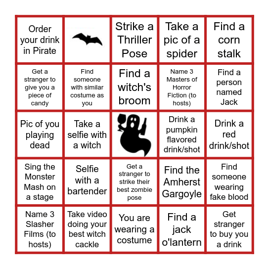 Boos & Booze Halloween Bingo Card