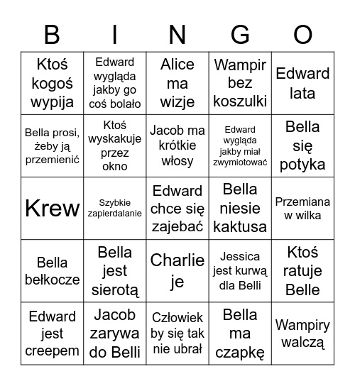 ZMIERZCH Bingo Card