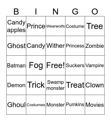 Halloween/Emilyjohnson Bingo Card