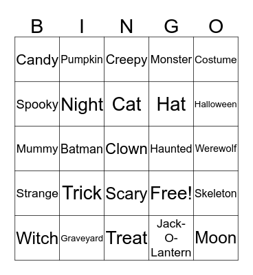 Halloween-Hunter Anthony Bingo Card