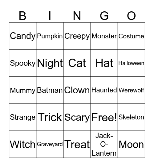 Halloween-Hunter Anthony Bingo Card