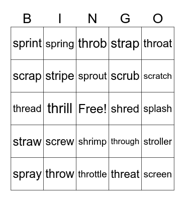 3-Letter Blends Bingo Card