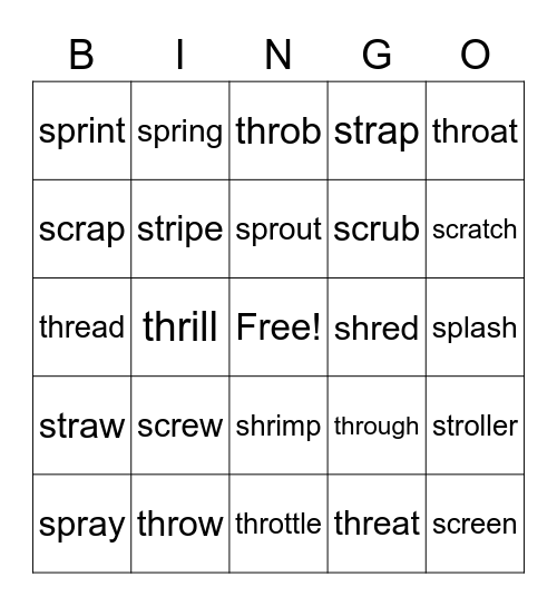 3-Letter Blends Bingo Card