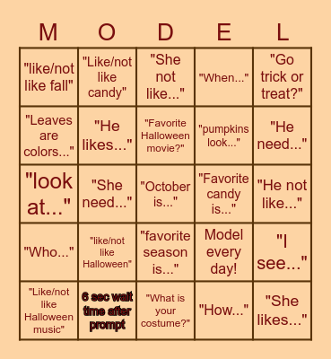 AAC Modeling BINGO! Bingo Card