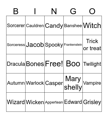 Halloween- Sam Ahlstrand  Bingo Card