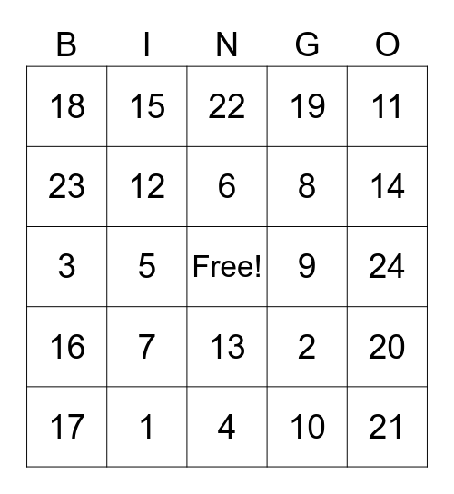 Cold Weather BINGO Card