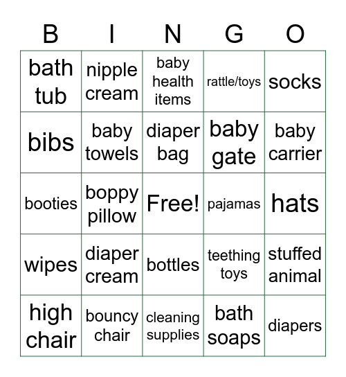 Baby Gift Bingo! Bingo Card