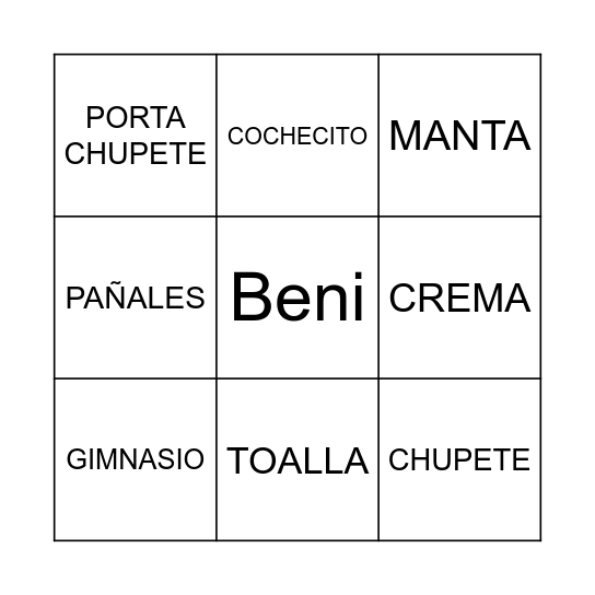 baby bingo Card