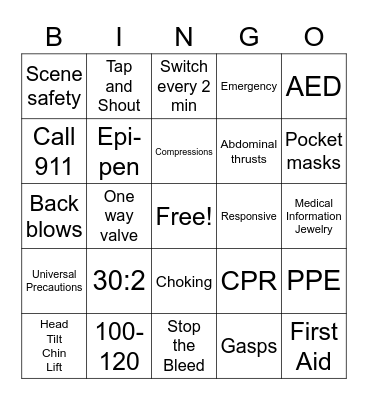 CPR Bingo Card