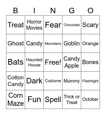 Halloween Bingo Card