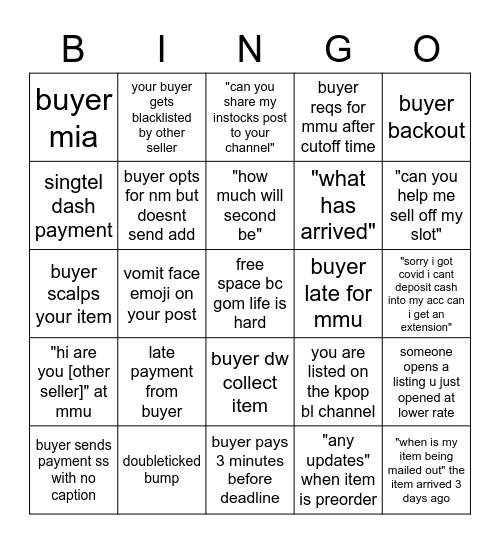 gom life tragedies Bingo Card